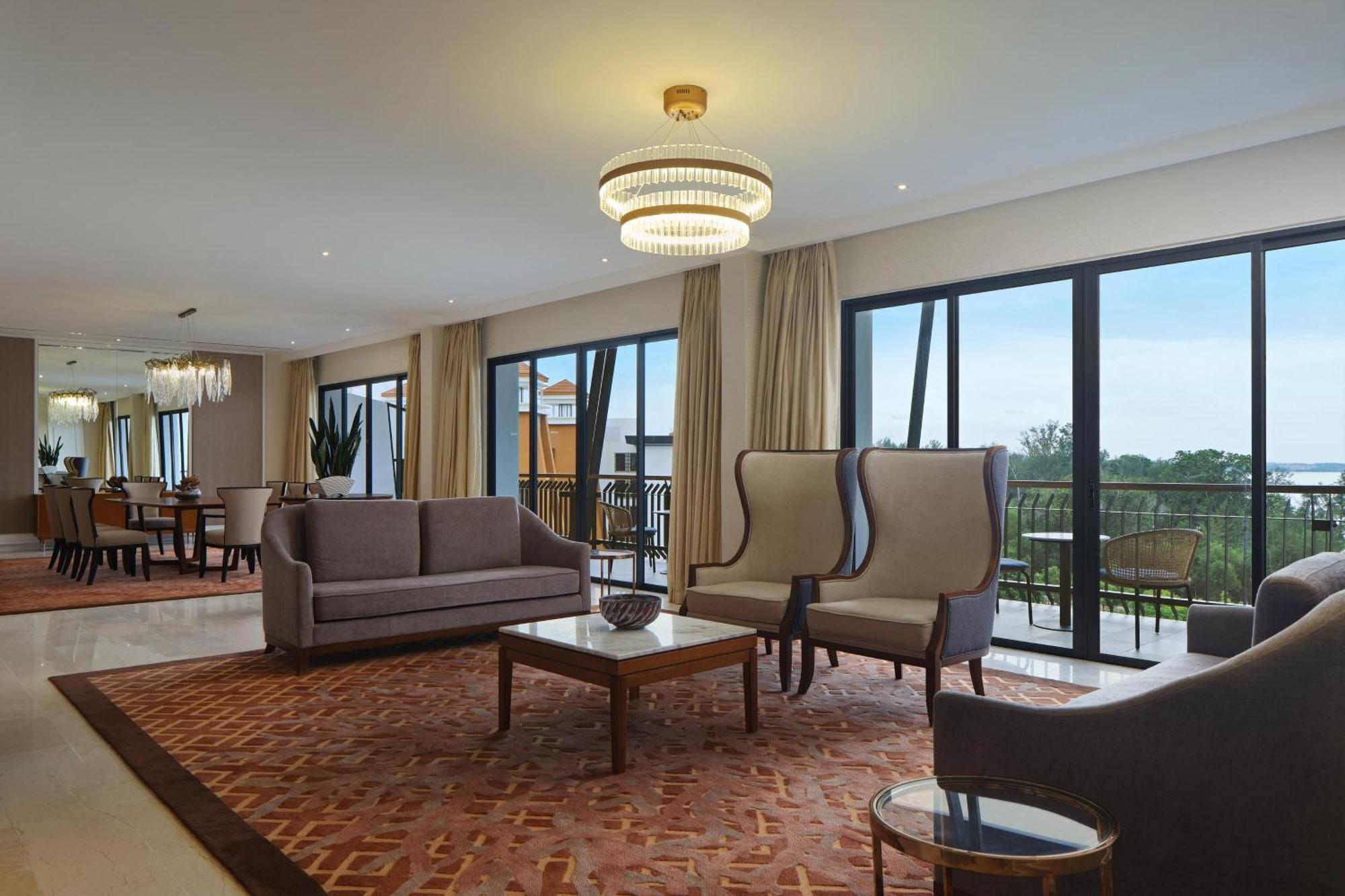 The Westin Desaru Coast Resort Exterior photo A living room in a suite at the Westin Kuala Lumpur